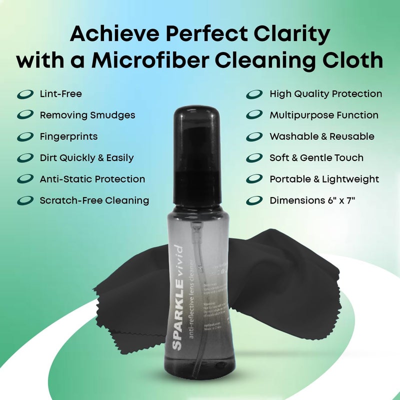 OPTIPAK Sparkle Vivid Anti-Reflective Safe Lens Cleaner Spray Kit - (2) 2oz Glasses Cleaner Spray & (2) Microfiber Cloth for Eyeglasses, Sunglasses, Lenses, Screens and Camera Cleaning Kit (4 Piece Set) - Image 4
